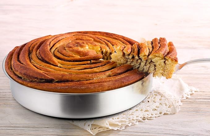 P&P CHEF 11 Inch Cake Pan Set of 4, Stainless Steel Baking Round Cake Pans Tins Bakeware for Birthday Wedding, Leak-proof & Easy Clean, Mirror Finish & Easy Releasing