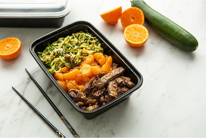 GoodCook Meal Prep Rectangle Single Compartment 30 units, Black, BPA Free