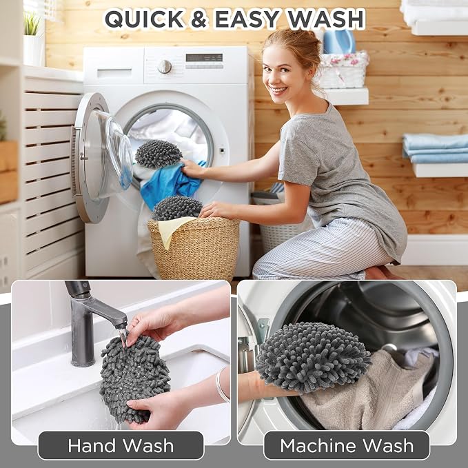 Baderke 3 Pack Chenille Mop Heads Replacements Compatible with 1 Tank System Chenille Duster Replacement Heads Microfiber Spin Mop Refill Pads Reusable Dust Refills for Floor Cleaning (Gray)