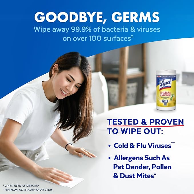 LYSOL Disinfecting Wipes, Cleaner, Lemon + Mango + Linen, 80 ct. (4 Pack)