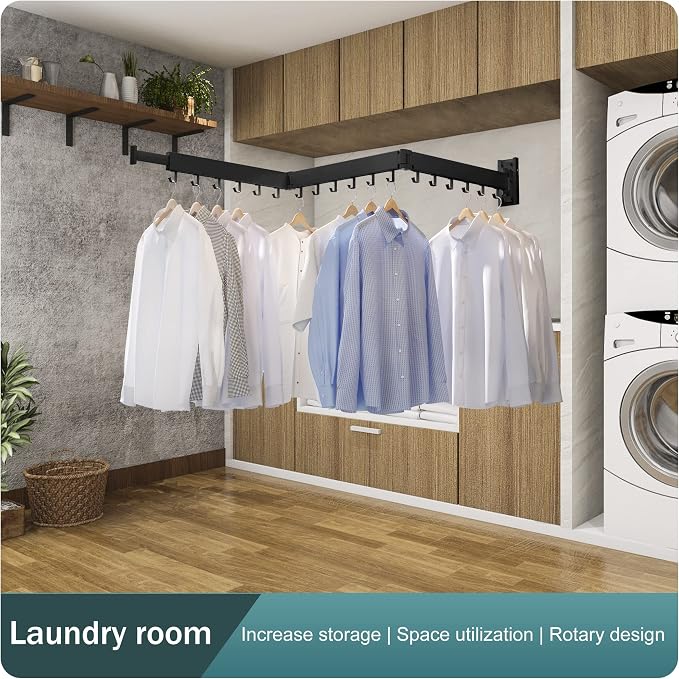 BOQORAD Drying Rack Clothing,Clothes Drying Rack Wall Mounted,Collapsible Hanging Racks for Laundry,Laundry Drying Rack,Wall Mounted Clothes Rack