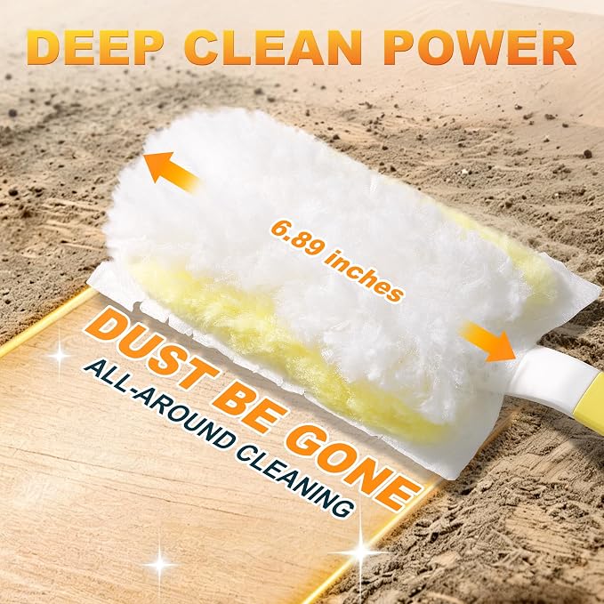JOYMOOP Disposable Electrostatic Duster for Cleaning, with 2 Handles & 48 Ct Yellow Heavy Duty Refills for Swiffer Feather Duster, Household Cleaning Tool for Electronics, Dusting Furniture, Blinds