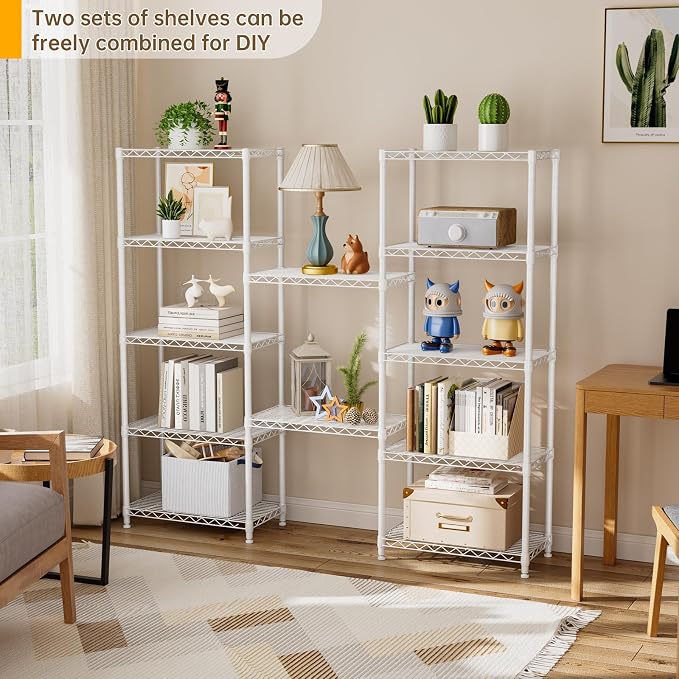 Golpart 6Tier Adjustable Storage Shelves Metal Wire Shelving Standing Shelf | Utility Heavy Duty Unit Rack Closet Organize for Home Kitchen Laundry Room Organization Pantry 12"Dx22"Wx69"H White
