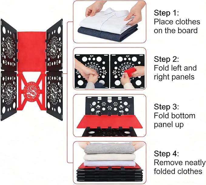 Color-Blocked Adult Folding Board, Purple and Pink Clothes Folder Organizer (Black and red)