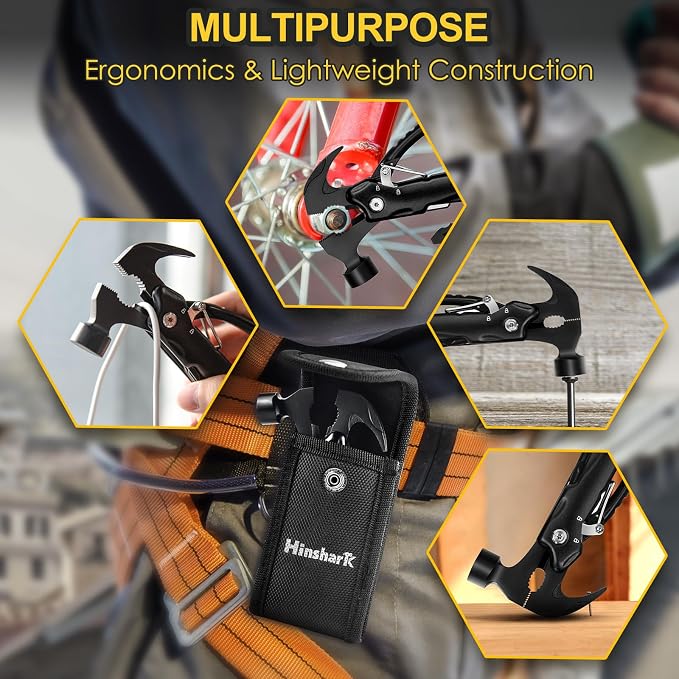 Gifts for Men 12 in 1 Hammer Multitool, Anniversary Birthday Dad Gift Tools | Multitool Hammer Tool, Gifts for Men Dad Husband Him Grandpa, Camping Essentials Cool Gadgets, Christmas Stocking Stuffers