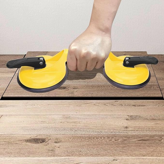 FCHO Floor Gap Fixer Tool for Laminate Floor Gap Repair Include Suction Cup and Mallet (Can't use on scraped surface floor)-Yellow Kit | Vinyl Floor Gap Repair Tool With Suction Cup Mallet Can't use on scraped surface floor, Smooth Surface Use