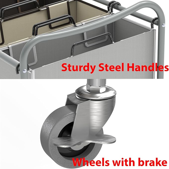 Simple Houseware Heavy Duty 3-Bag Laundry Sorter Rolling Cart, Assorted | Removable Bags and Lockable Wheels for Laundry Room Organization