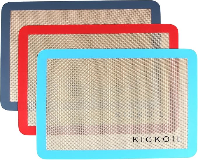 Silicone Baking Mats Set of 3, Non-Stick Reusable BPA-Free Oven Liners,100% Food-Grade Silicone Baking Sheets for Cookies, Macarons, Bread and Pastry,11.6'' x 8.5''(Quarter)