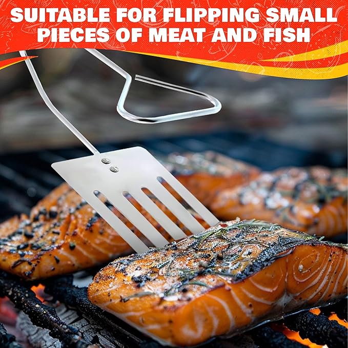 14.3" BBQ Spatula Tongs for Cooking - 2 in 1 One Hand Flip & Grip Stainless Steel Long Grill Tongs for Outdoor Grill, Ergonomic BBQ Turner - Multifunctional Grilling Spatula for Easter Outdoor Cooking
