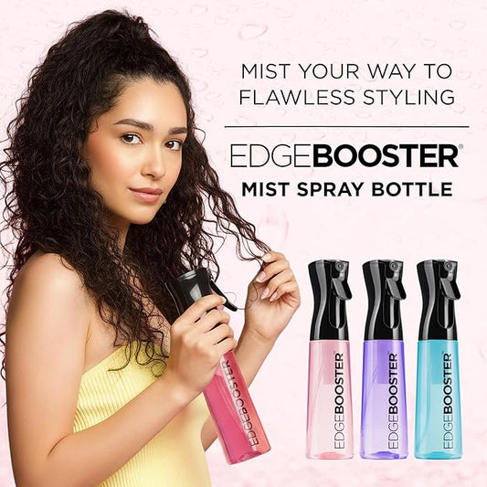 Style Factor Edge Booster Mist Spray Bottle for Hair (10.1oz/300ml) - Continuous Ultra Fine Mist Sprayer – For Hairstyling, Salons, Cleaning, Plants, Essential Oil & More - Pink