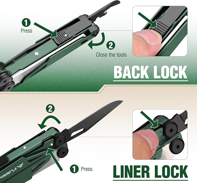 FLISSA 15-in-1 Multitool Pliers Stainless Steel EDC for Men | Pocket Knife with Sheath, Saw and Screwdrivers. Nylon Carry Case. Camping, Fishing, Gift， Survival