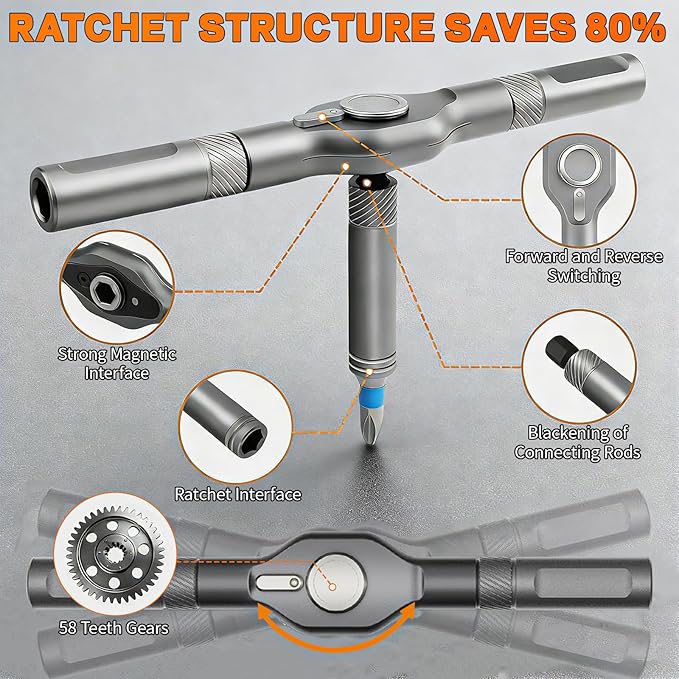 2026 New 24 in 1 Magnetic Ratchet Screwdriver Set, DIY Screwdriver Set with Detachable Handle, Portable Compact Repair Tool Kit for Furniture Laptop Electronicsv Bicycle