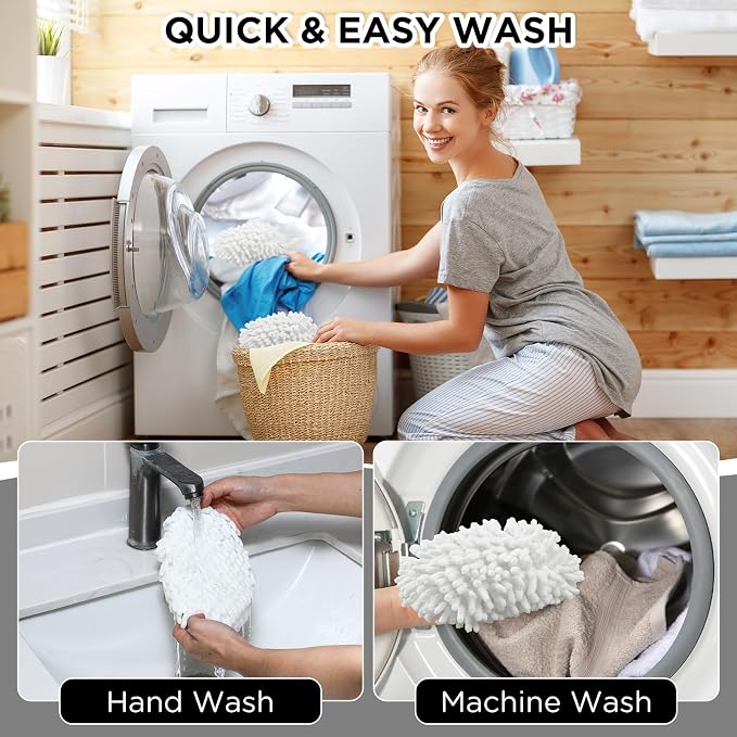 3 Pack Chenille Mop Heads Replacements Compatible with 1 Tank System Chenille Duster Replacement Heads Microfiber Spin Mop Refill Pads Reusable Dust Refills for Floor Cleaning (White)