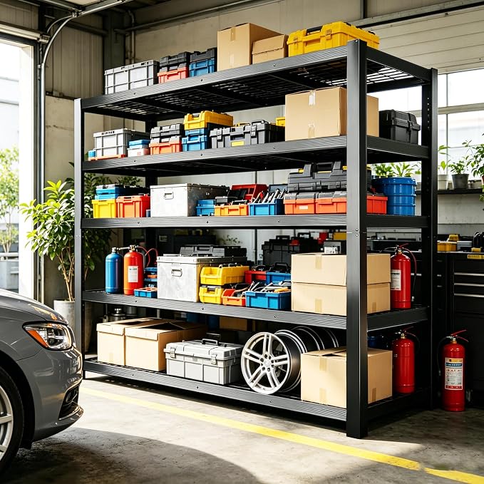 84" H Heavy Duty Wire Garage Shelving, 5-Tier Adjustable Industrial Metal Storage Shelving Unit,Standing Storage Rack for Warehouse and Basement, 24" D x 55" W x 84" H