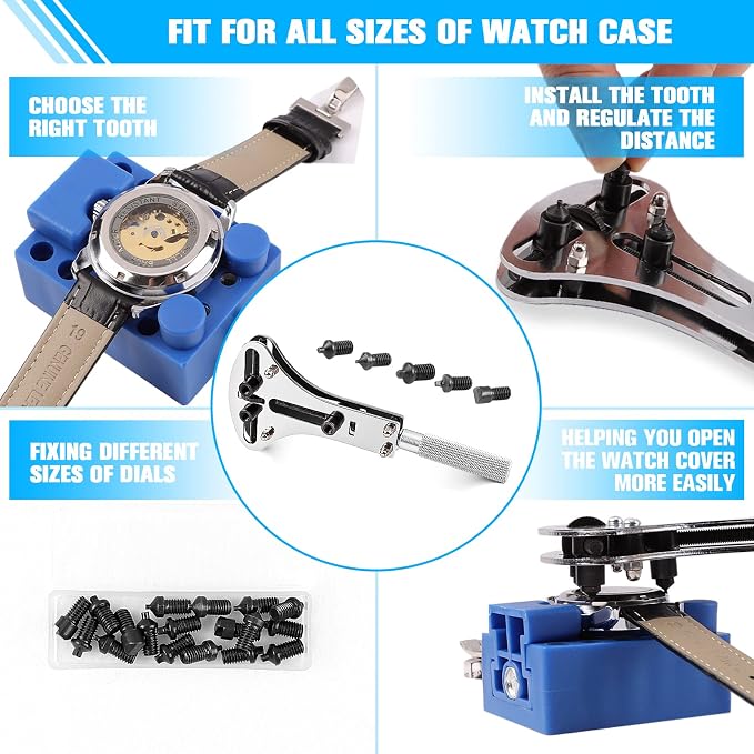 Watch Repair Kit, BYNIIUR Watch Battery Replacement Tool Kit, Watch Repair Tools & Kits, Watch Link Removal Tool Kit Watch Band Tool Set with Carrying Case, Watch Case Opener Spring Bar Tools