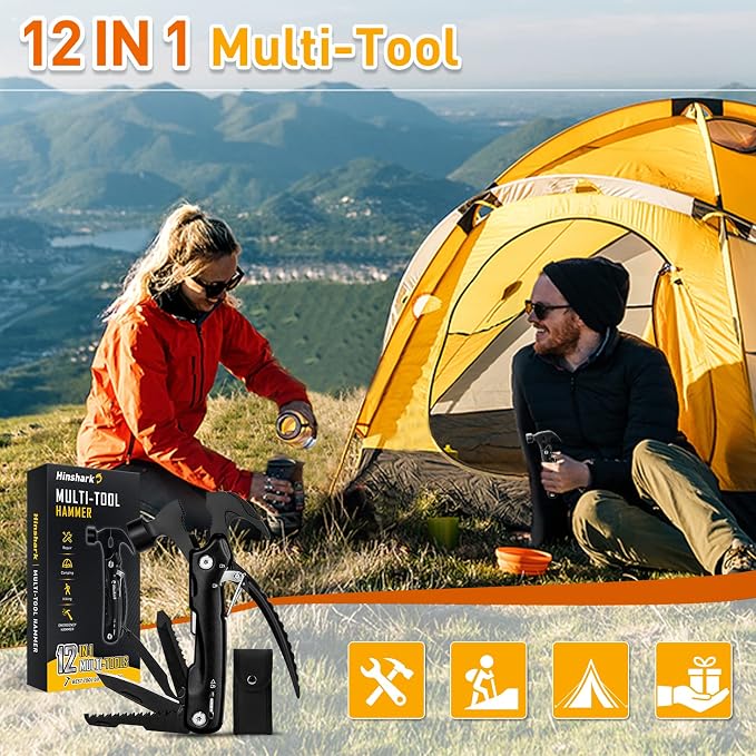 Gifts for Men 12 in 1 Hammer Multitool, Anniversary Birthday Dad Gift Tools | Multitool Hammer Tool, Gifts for Men Dad Husband Him Grandpa, Camping Essentials Cool Gadgets, Christmas Stocking Stuffers
