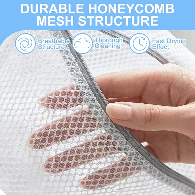 3Pcs Laundry Bags Mesh Wash Bags，12 x 16 inches | Upgraded Honeycomb & Fine Mesh, Extra Durable with Sturdy Zippers