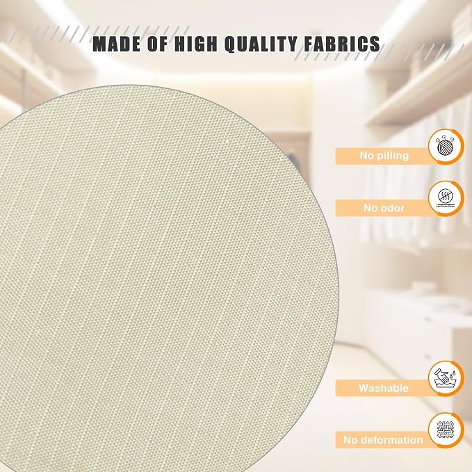 Hanging Closet Organizer 4-Shelf, Oxford Fabric Wardrobe Storage, Beige | Easy-mount foldable design holds clothes, handbags, shoes & accessories; washable Oxford fabric, sturdy and space-saving.