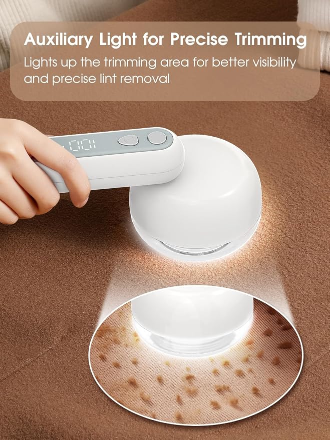 COPPA Lint Remover, LR-01 Remove Fuzz Lint USB-C Rechargeable 6 Blades & 3 Speed Mode Shut-Off Protection Portable Fuzz Remover with Battery Display for Clothing Furniture Curtain