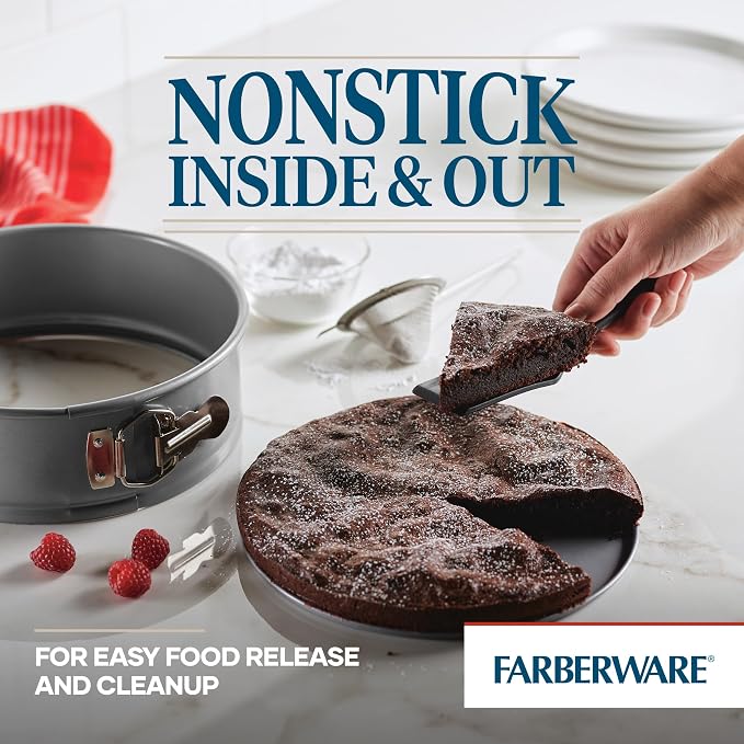 Farberware Nonstick Bakeware 9-Inch Round Springform Pan,Gray,(Pack of 6)