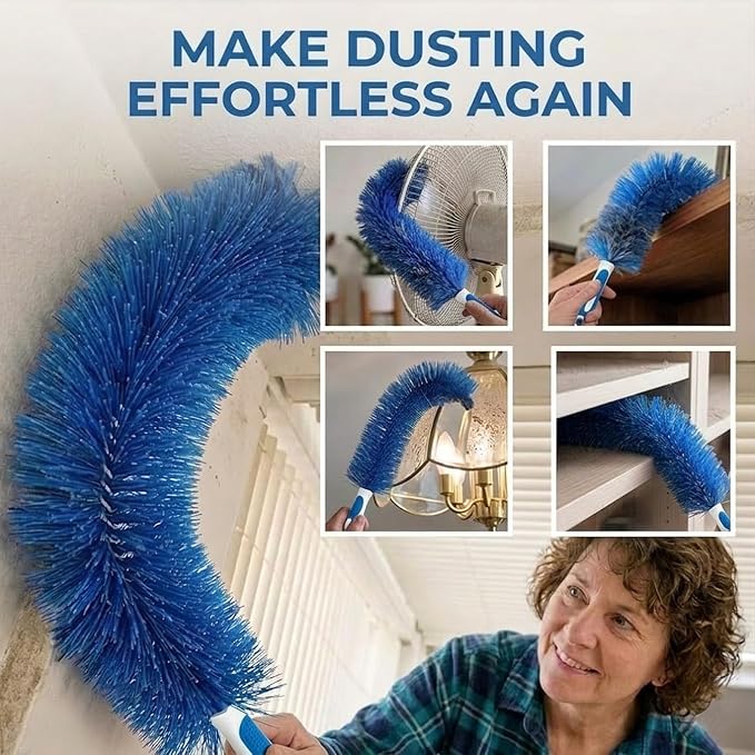 Fan Cleaning Brush Kit - Bendable Microfiber Head Reusable Dust Remover, Aquanexis 90 Flexible Ceiling & Fan Dust Magnet for Electric Fans Air Conditioning Home, Bonus 2 Magic Cloths Gap Brush (2)