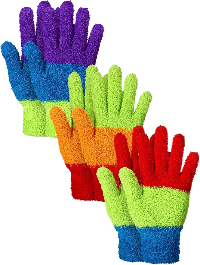 Patelai 3 Pairs Microfiber Plant Dusting Gloves Leaf Cleaning Gloves for Indoor Plants, Blinds, Furniture, House (Colorful,Medium)