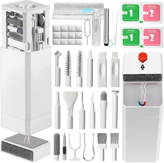 Upgraded 47PCS Phone Cleaning Kit, AirPod & iPhone Cleaner, Electronics Cleaning Tools for Charging Port/USB-C/Speaker, Laptop Cleaner for Keyboard Screen, Tech Gifts for Men, Cool Gadgets