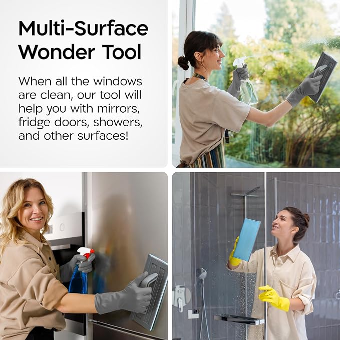 Tyroler Duschabzieher breit 25 cm | 2 Mikrofaser Scheuer- & Poliertücher | 2 Microfiber Scrub & Polish Cloths | Squeegee for Shower Glass, Tiles, Wall & Mirror | Ideal Window Squeegee for Home | Wiper