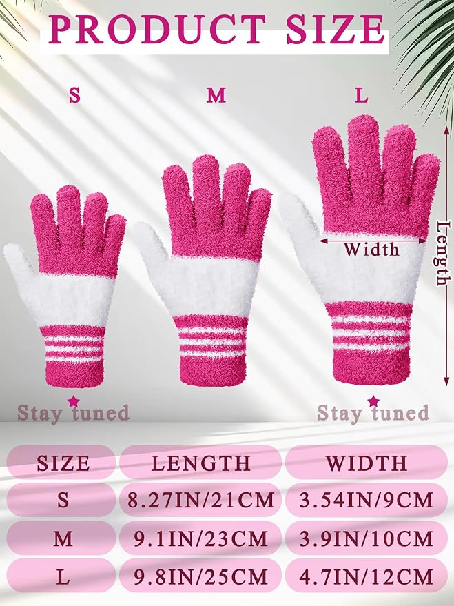 Patelai 3 Pairs Microfiber Plant Dusting Gloves Leaf Cleaning Gloves for Indoor Plants, Blinds, Furniture, House (White,Pink,Yellow,Rose Red,Medium)