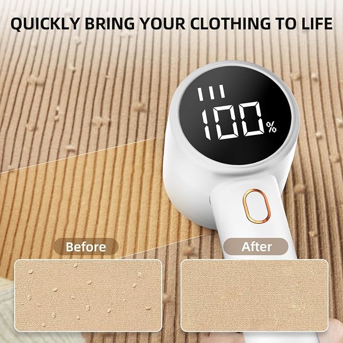 Fabric Shaver,Lint Remover Rechargeable,Lint Shaver, Hairball Trimmer,Digital LED Display to Remove Pilling for Clothes, Furniture, Sweater, Couch, Blanket (Black)