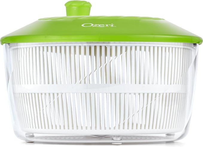 Ozeri Italian Made Fresca Salad Spinner and Serving Bowl, BPA-Free, Green, 4.4 qt