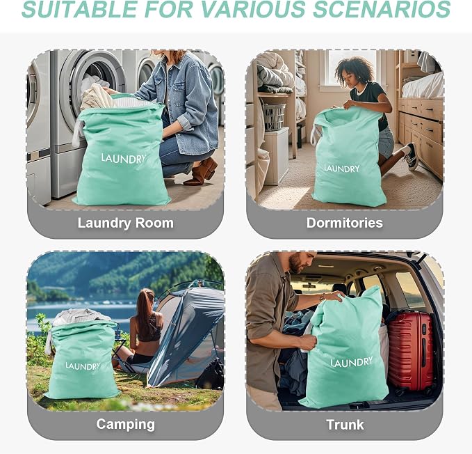 Wiseboy 120L Extra Large Travel Laundry Bag with Heavy-Duty Zipper | Water-Resistant Nylon Dirty Clothes Organizer for College Dorm, Camping, Tear-Resistant Storage Bag for Laundry Mat & Moving