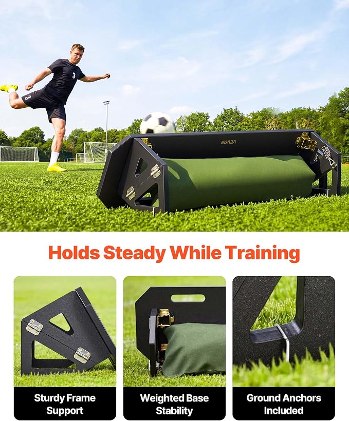VEVOR Soccer Rebounder Board, Mult-Adjustable Angles Portable Soccer Rebound Wall, Foldable Kickback Board, Soccer Practice Equipment, Ideal for Kids & Adults Passing & Shooting Drills