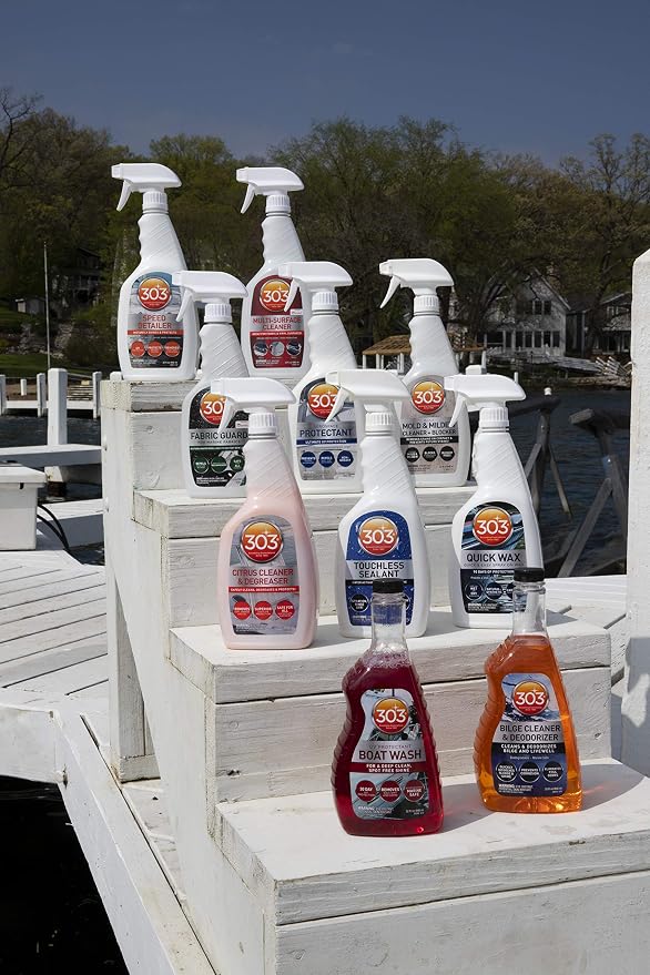 303 Marine Fabric Guard for Boat Covers & Canvas, 32 oz 6-Pack | Restores water and stain resistance on boat covers, canvas, and marine fabrics.