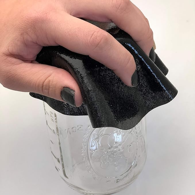 Andreas Silicone Jar Opener, Black – 6.25" Non-Slip Lid Gripper & Garlic Peeler, Dishwasher Safe, Multi-Use, Durable Silicone & Fabric, Made in the USA, JO-1196