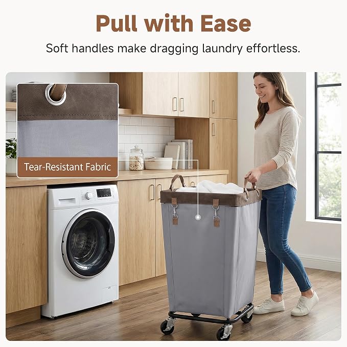 StorageWorks 160L Laundry Basket with Wheels, Rolling Hampers for Clothing