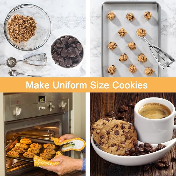 Saebye Small Cookie Scoop, 1.5 Tbsp/ 0.8 OZ Cookie Dough Scoop, 1.6 inch/ 4 CM Ball, 18/8 Stainless Steel Small Ice Cream Scoop, Secondary Polishing