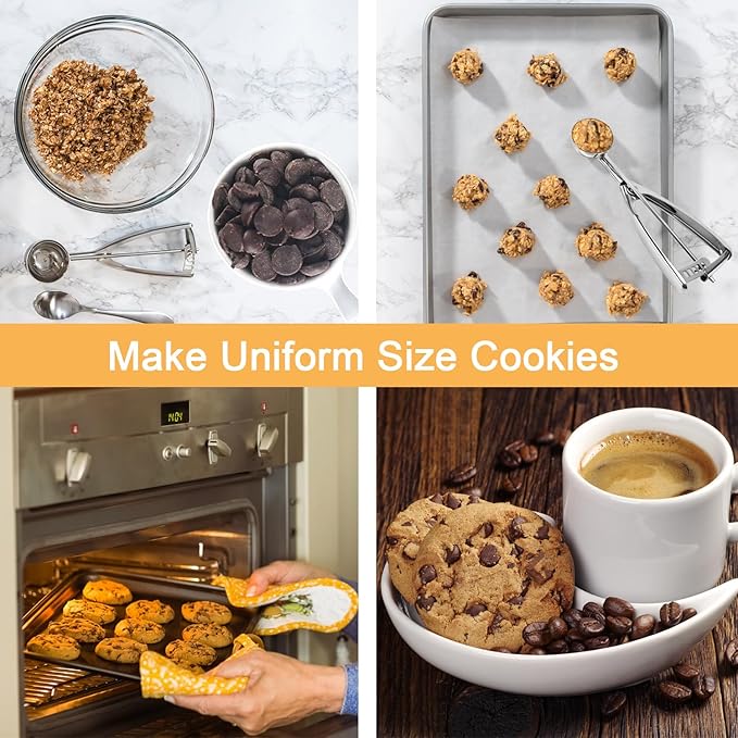Large Cookie Scoop, 5.4 Tbsp/ 2.7 OZ, 2.5 inch/ 63MM Ball, 18/8 Stainless Steel Ice Cream Scoop, Cupcake Scoop, Secondary Polishing