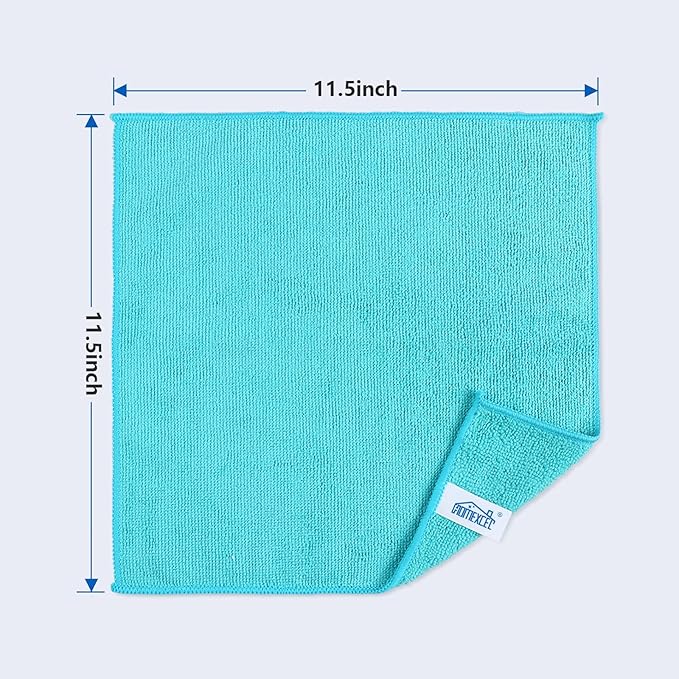 HOMEXCEL Microfiber Cleaning Cloth, 24 Pack Cleaning Rags, Cleaning Towels with 4 Color Assorted, 11.5"X11.5"(Green/Blue/Yellow/Pink)
