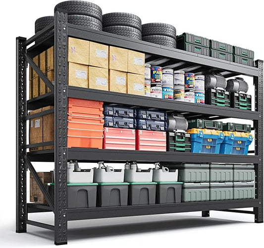 Letaya 6000LBS Storage Shelves Heavy Duty,79" W Garage Shelving Units, 4 Tier Adjustable Utility Rack Shelf,Large Metal Industrial Shelves,for Shop,Warehouse,Basement,Black (79" W x 24" D x 79" H)