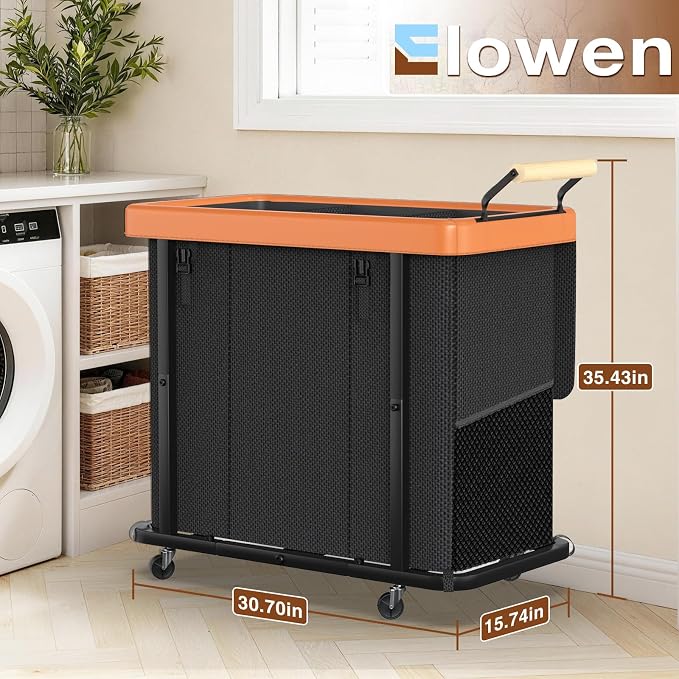 Rolling Laundry Hamper with Wheels, Laundry Hamper 3 Section with Lid Black | Laundry Basket with Rolling Lockable Wheels and Handle, Laundry Basket Organizer for Laundry Room, Bedroom 230L