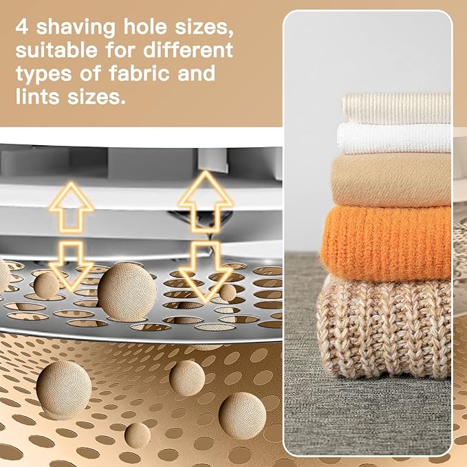 Ruidla Fabric Shaver Lint Remover,Sweater Shaver with Replaceable Stainless | Steel 6-Leaf Blades, Fabric Defuzzer for Clothes Fuzz, Lint Balls - Battery Operated(White)