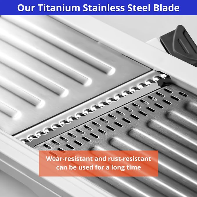 24-In-1 Mandoline Slicer with Waffle Fry Cutter Blade, Adjustable Mandoline Slicer for Kitchen, Safe Mandoline Food Slicer, Mandolin, Food Chopper- Potato, Tomato, Carrot and Onion Cutter