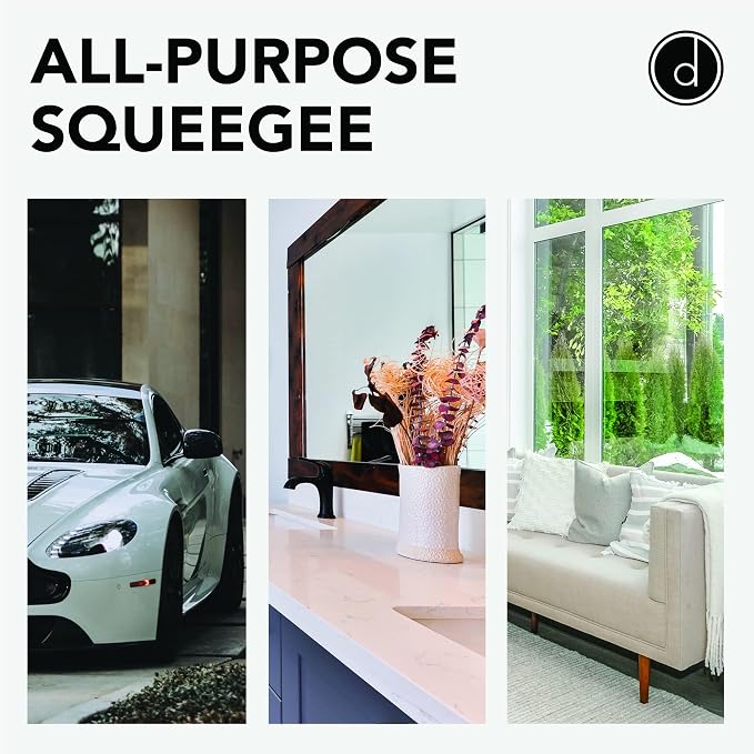 Squeegee for Shower Door, Car Windshield, and Glass Window - 2 Extra Silicone Replacement Blades - Foam Handle - Gray