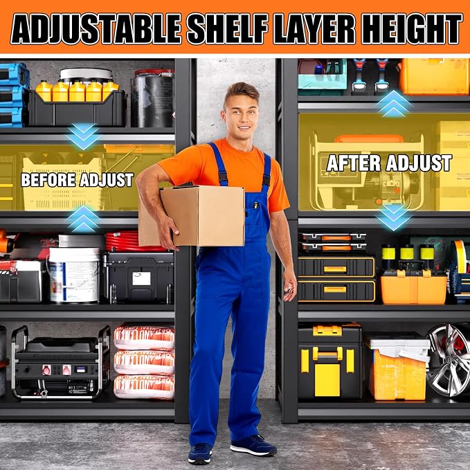 46''W Garage shelving,2500lbs AdjustableTall Heavy Duty Shelving,5T Garage Shelves ,Storage ShelvesUnit，Metal Standing Shelf Units， Utility Rack For Kitchen Warehouse Basement 71.2*46*19.7,3-pack