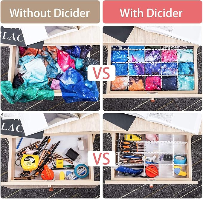 40Pcs Drawer Dividers, Adjustable Drawer Organizer for Socks, Underwear, Makeup, Can Help Tidy Kitchen, Bedroom, Dresser Pink