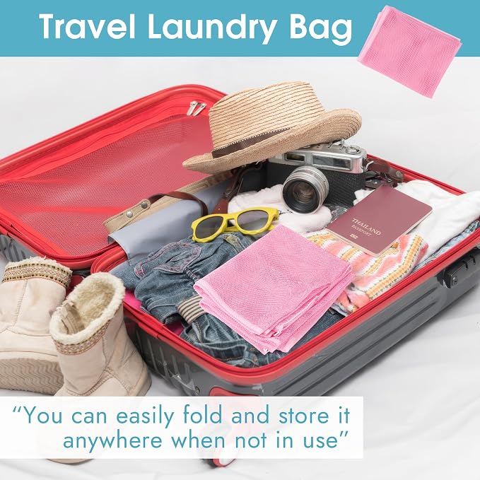 2 Pack Mesh Laundry Bags 23x34 Inch Drawstring Locking for Travel Home | Mesh bags with locking drawstring, Tear-resistant for blankets & towels, Lightweight foldable for travel/dorm