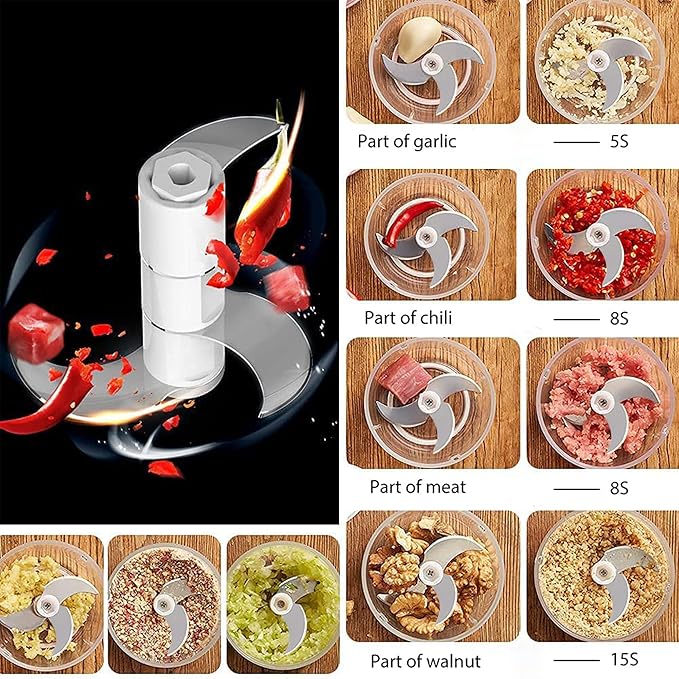 1.5 CUPS Electric Garlic Chopper,350ML Portable Veggie Chopper,Garlic Grinder Masher Onion Chopper, Blender to Vegetable, Cordless Food Processor for Ginger, Chili, Fruit, Meat, Spices, Beans, etc