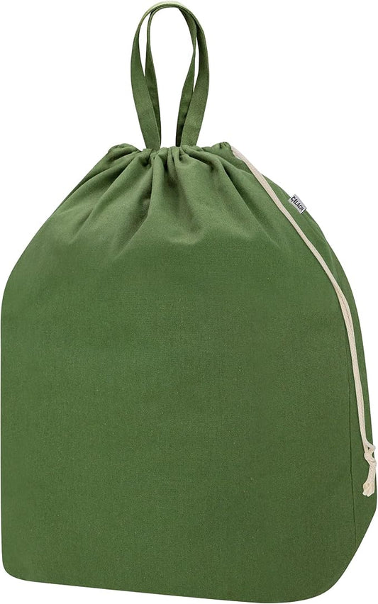 Canvas Laundry Bags with Handles & Rectangular Base, 20"Wx15"Dx27.6"H Green | Extra Large Heavy Duty Laundry Basket Hamper Liner Replacement, Washable Drawstring Dirty Clothes Bag, Canvas Storage Sack