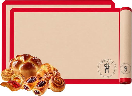 Silicone Baking Mats, Full Size Baking Sheet Liners, Multi Pack,16 x 24 inch, Non-Stick, Silicone Baking Sheet Liner, Perfect For Baking Macarons Cookies And Cakes (Full Size, 2, Baking Mats) 40x60 cm